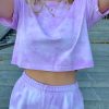 Toj ONME | Purple Cloud Cropped Tee - Lilla Tie-Dye